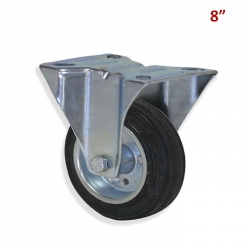 RUEDA NEGRA CON BASE FIJA 8"