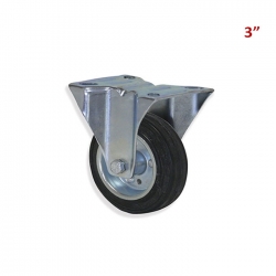 RUEDA NEGRA CON BASE FIJA 3"