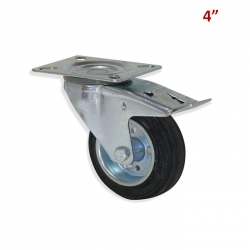 RUEDA NEGRA CON BASE CON FRENO 4"