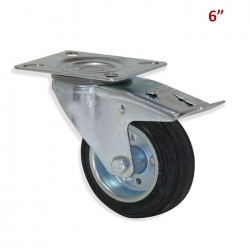 RUEDA NEGRA CON BASE CON FRENO 6"
