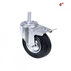 RUEDA NEGRA CON HILO CON FRENO 4"