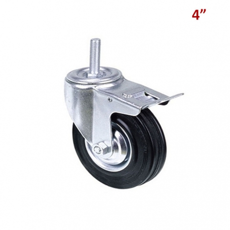 RUEDA NEGRA CON HILO CON FRENO 4"