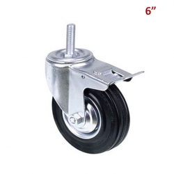 RUEDA NEGRA CON HILO CON FRENO 6"