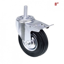 RUEDA NEGRA CON HILO CON FRENO 8"