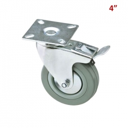 RUEDA GRIS CON BASE CON FRENO 4"