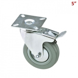 RUEDA GRIS CON BASE CON FRENO 5"