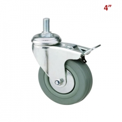 RUEDA GRIS CON HILO CON FRENO 4"