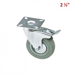 RUEDA GRIS CON BASE CON FRENO 2 1/2"